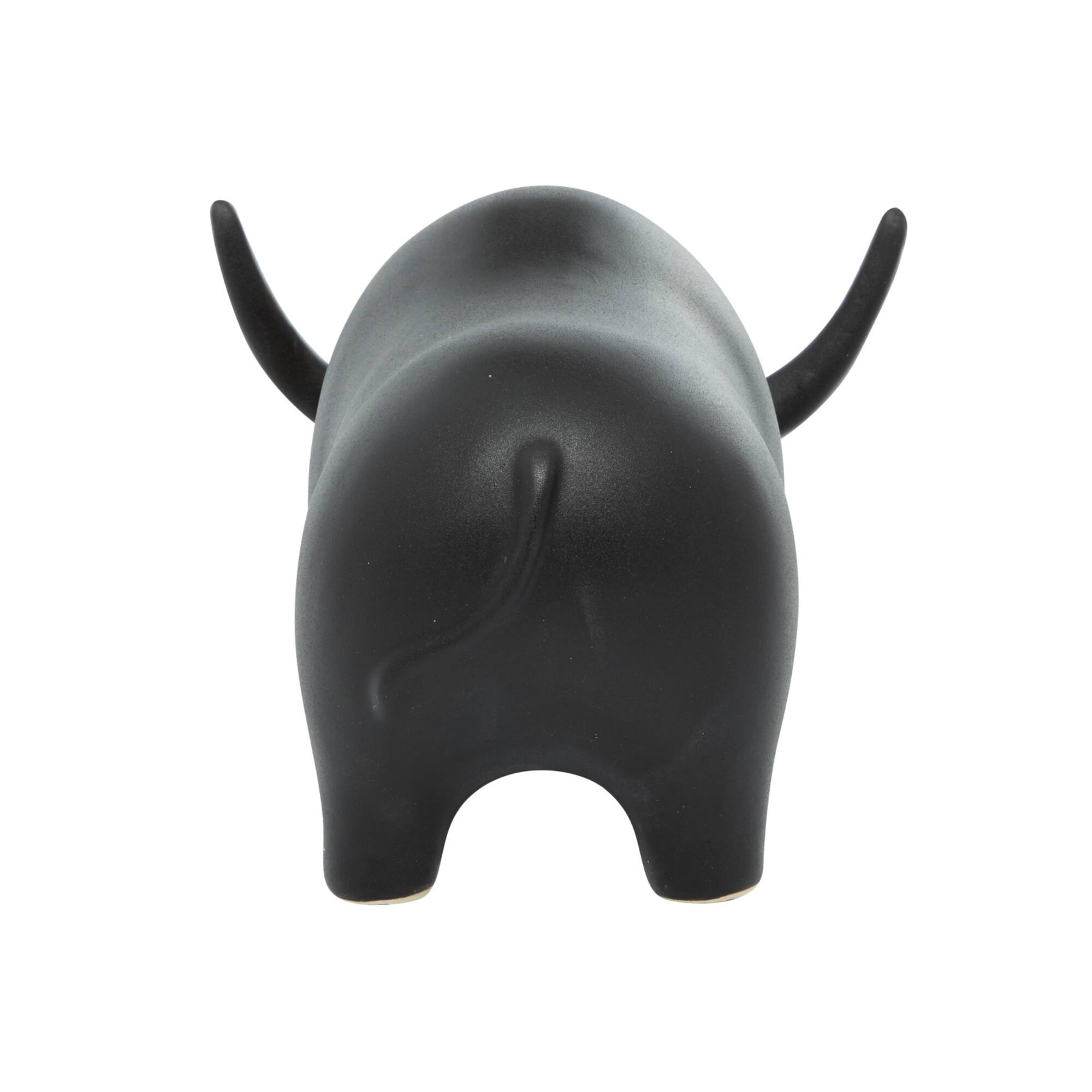 11" Black Contemporary Bull Sculpture